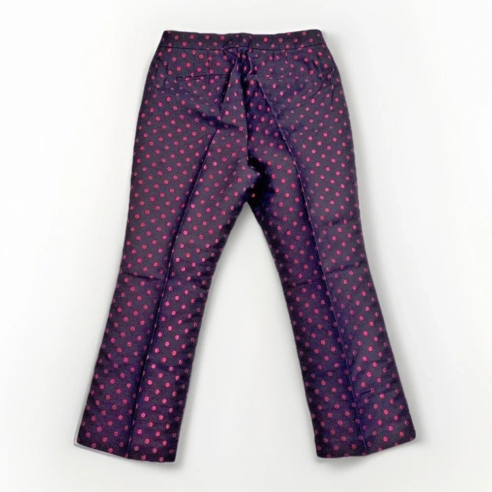 Talbots Pants Women's Size 12 Black Red Metallic Kick Crop Holiday Dot - Picture 3 of 12